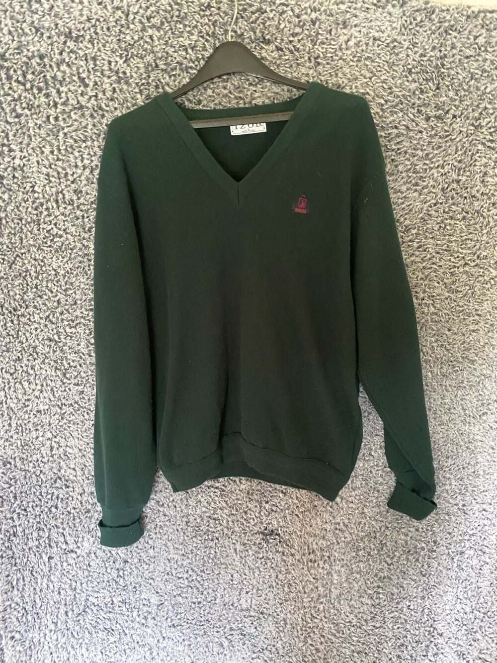 Vintage Izod Green V-Neck Sweater Made in USA Size L